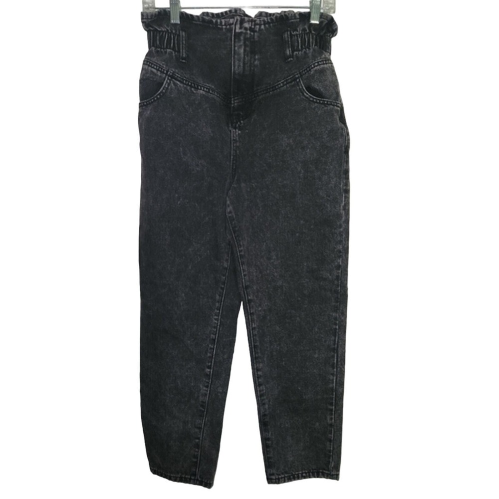 Vervet The Buckle High Waist Acid Wash Jeans Womens Paper Bag Waist Tapered Leg